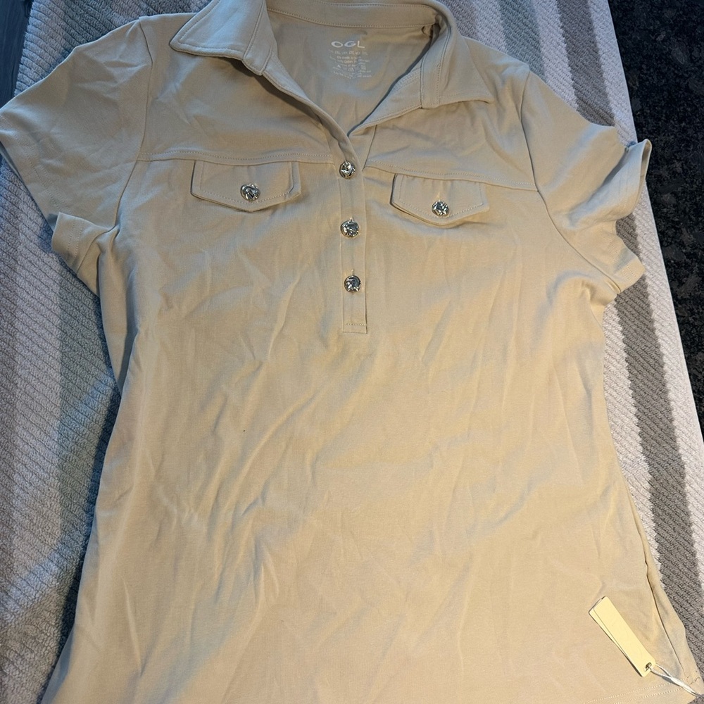 Brand new with tags OGL 2x polo style tan shirt